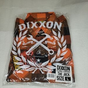 NWT Dixxon Men's Large "The Jack" Orange Black Flannel Shirt Fall Halloween